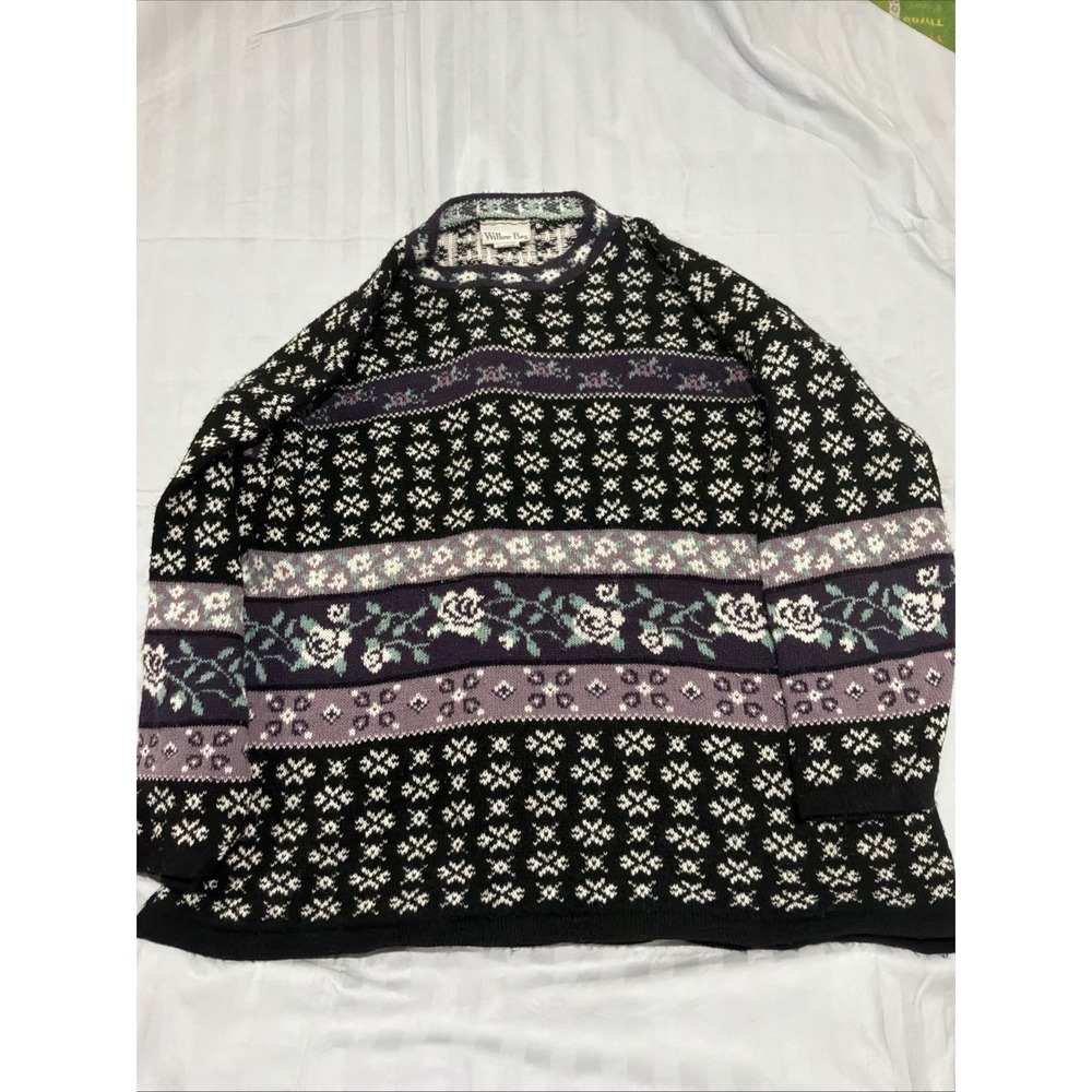 Willow Bay Nordic-style‎ sweater 18w/20w Xxl Coastal Grandmother Purple Roses